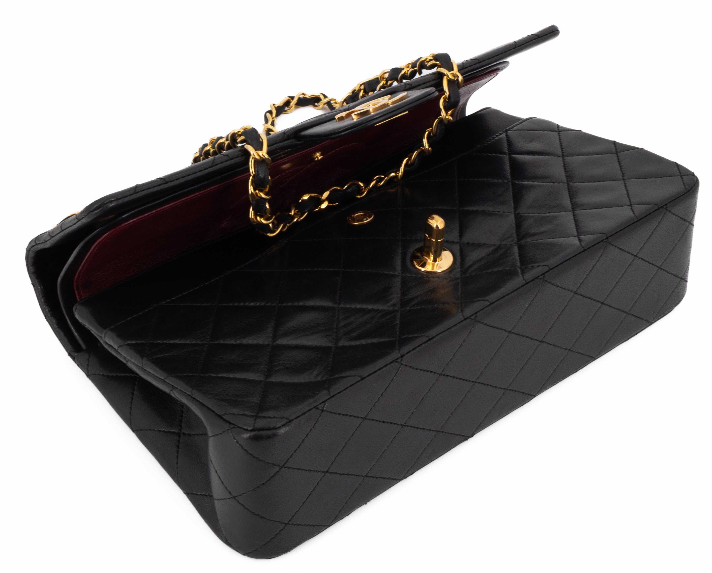 Chanel Medium Classic Double Flap Zwart Lamsleer Goud Hardware