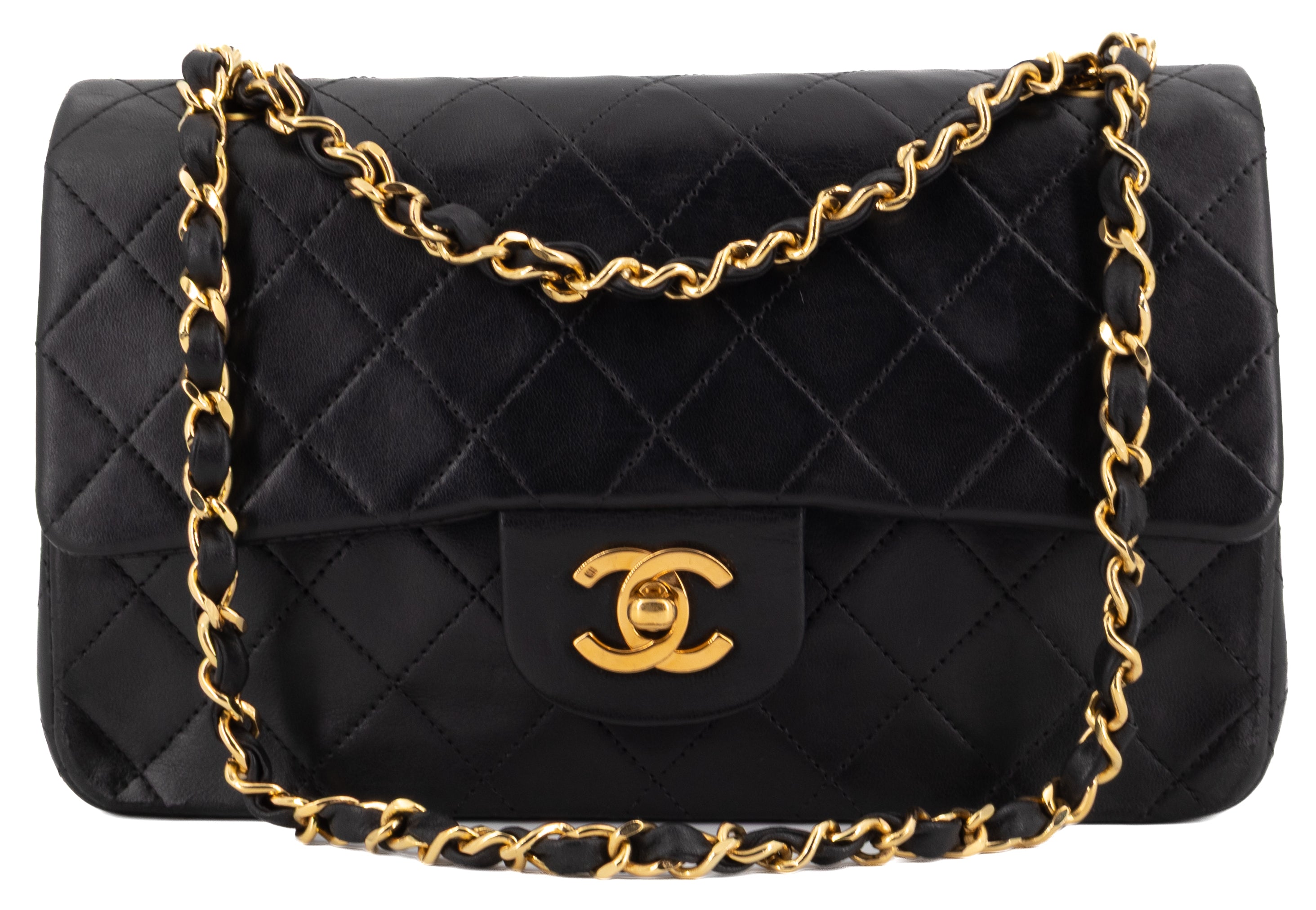 Chanel Small Classic Double Flap Zwart Lamsleer Goud Hardware