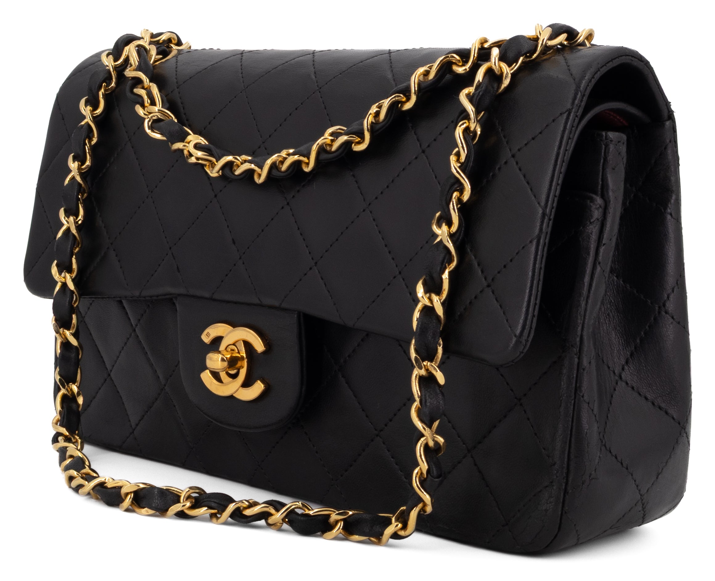 Chanel Small Classic Double Flap Zwart Lamsleer Goud Hardware