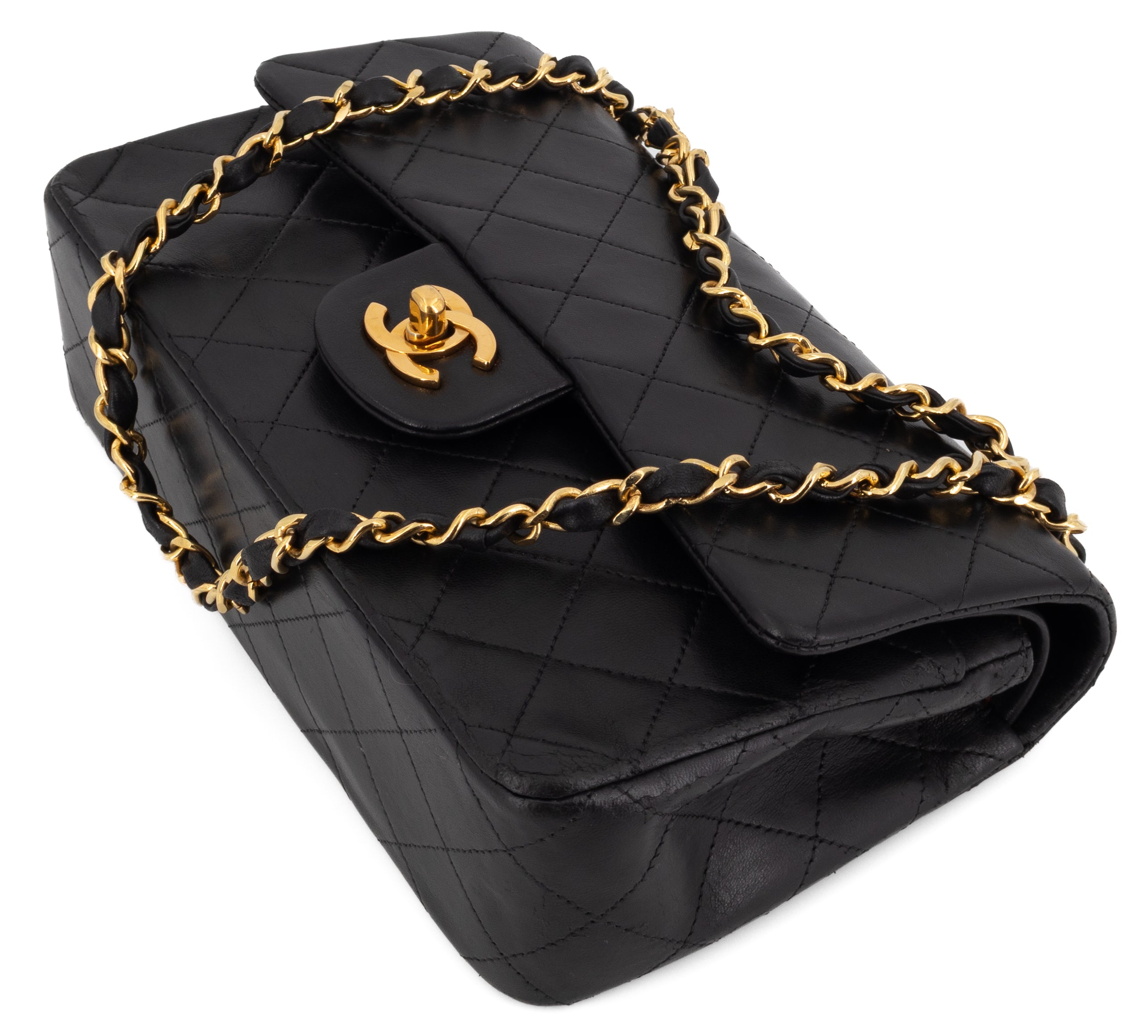 Chanel Small Classic Double Flap Zwart Lamsleer Goud Hardware