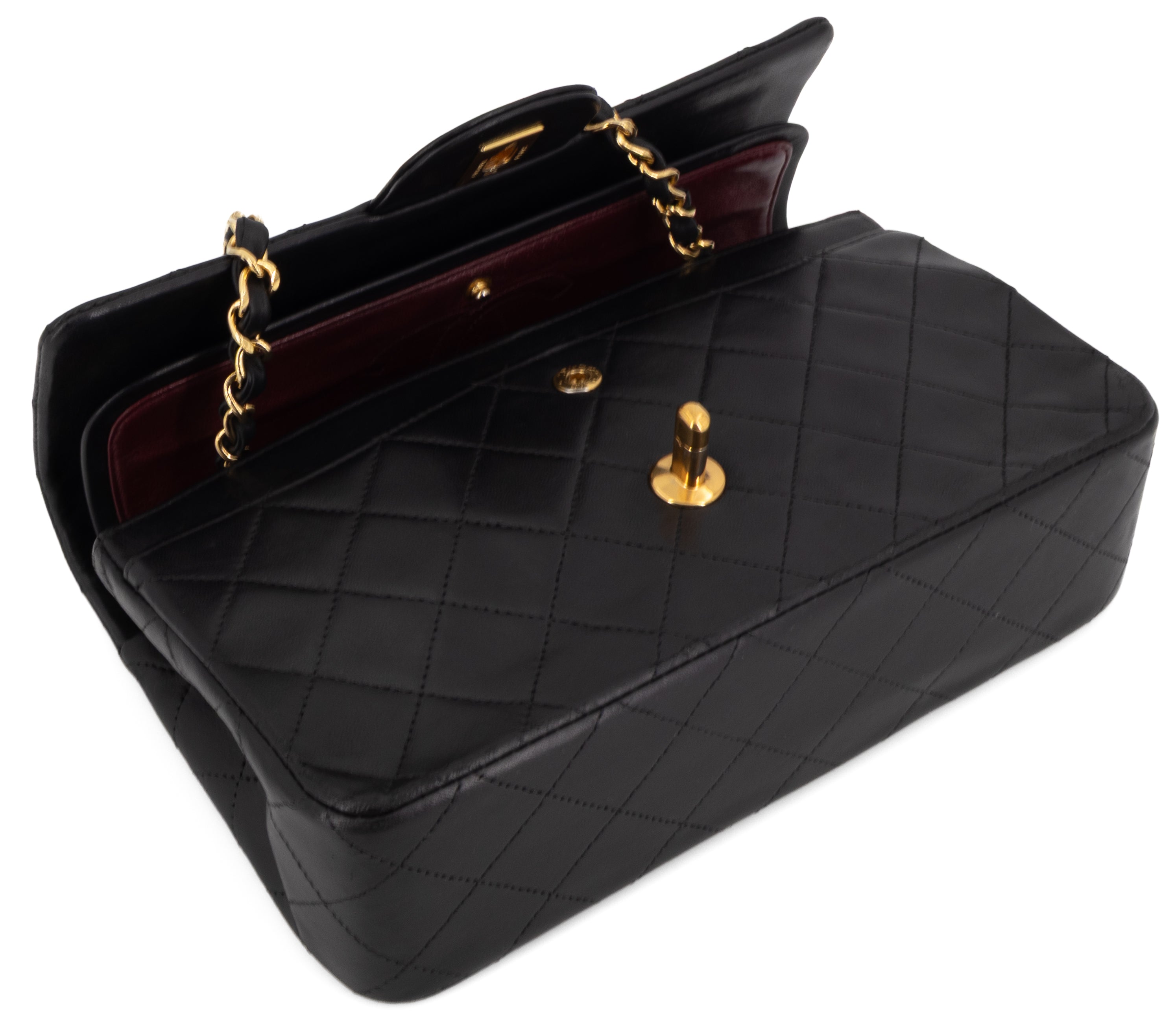 Chanel Small Classic Double Flap Zwart Lamsleer Goud Hardware