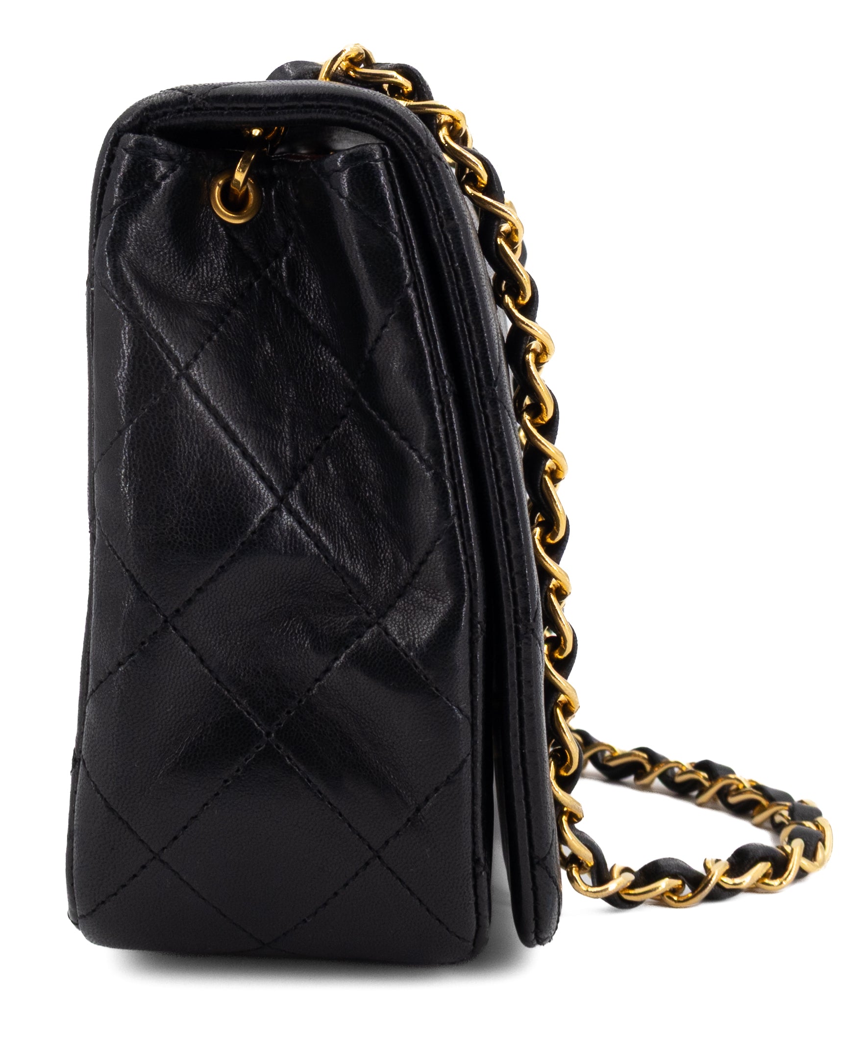 Chanel Full Flap Turn Lock Zwart Lamsleer Goud Hardware