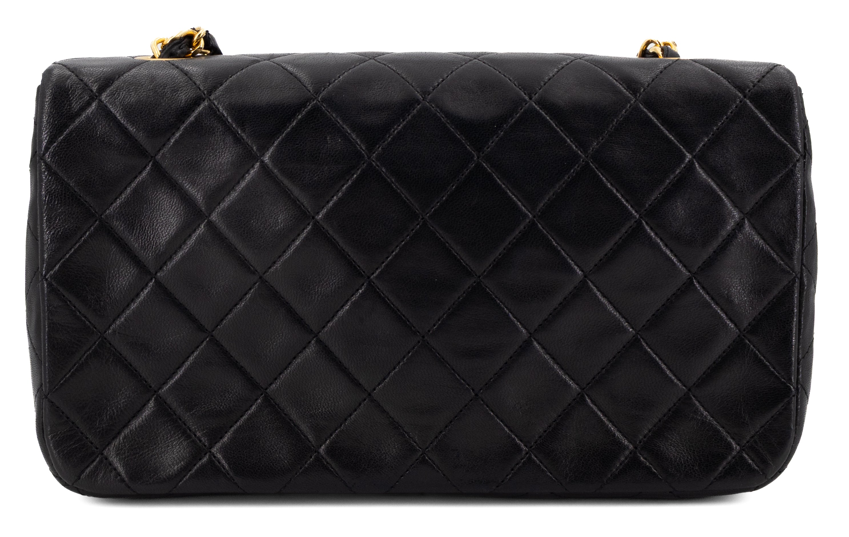 Chanel Full Flap Turn Lock Zwart Lamsleer Goud Hardware