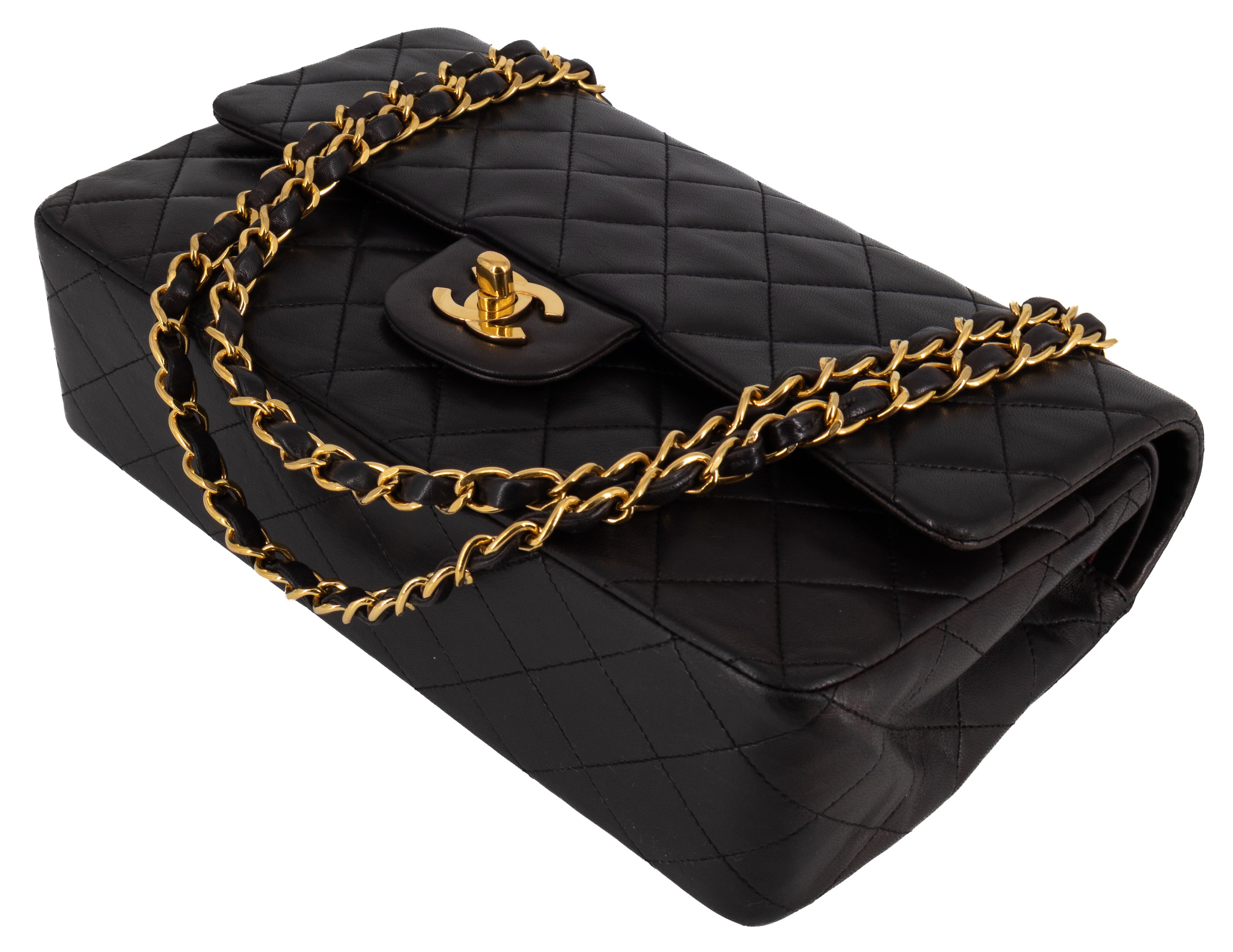 Chanel Medium Classic Double Flap Zwart Lamsleer Goud Hardware