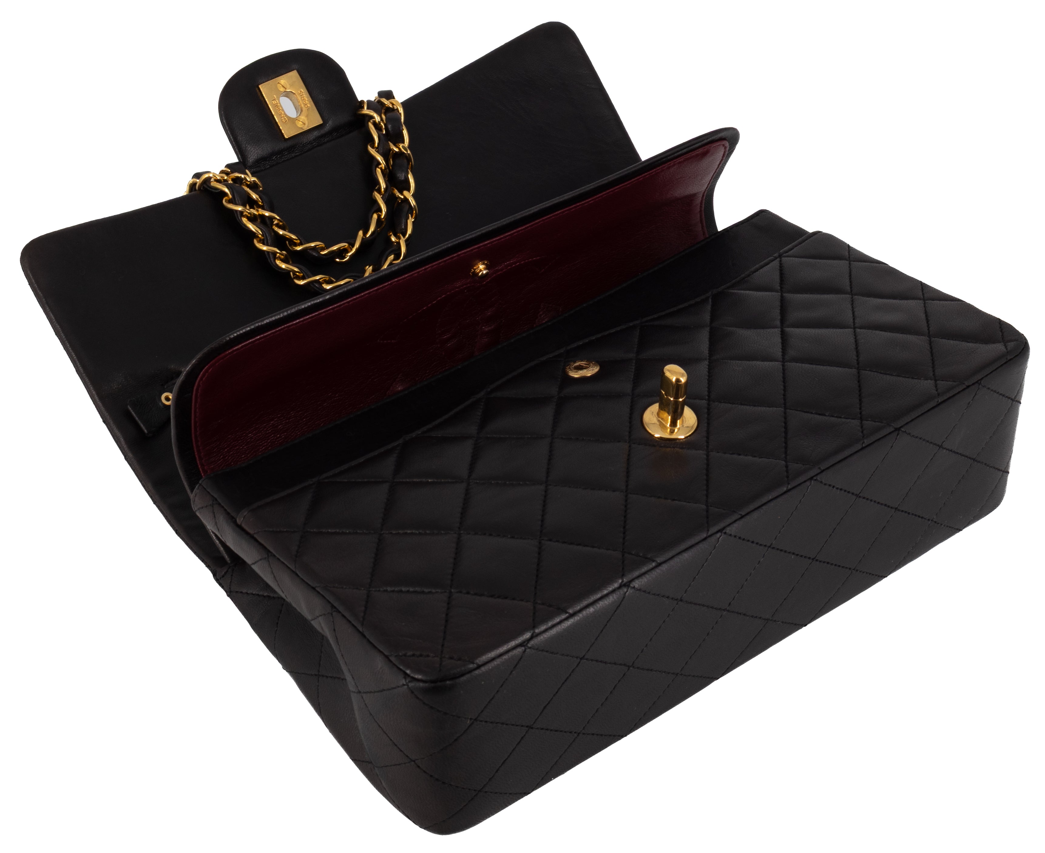Chanel Medium Classic Double Flap Zwart Lamsleer Goud Hardware