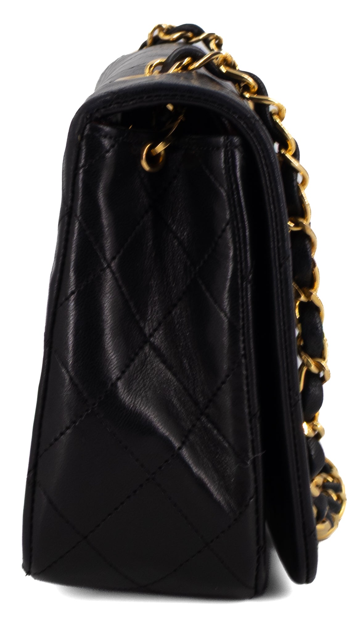 Chanel Full Flap Turn Lock Zwart Lamsleer Goud Hardware