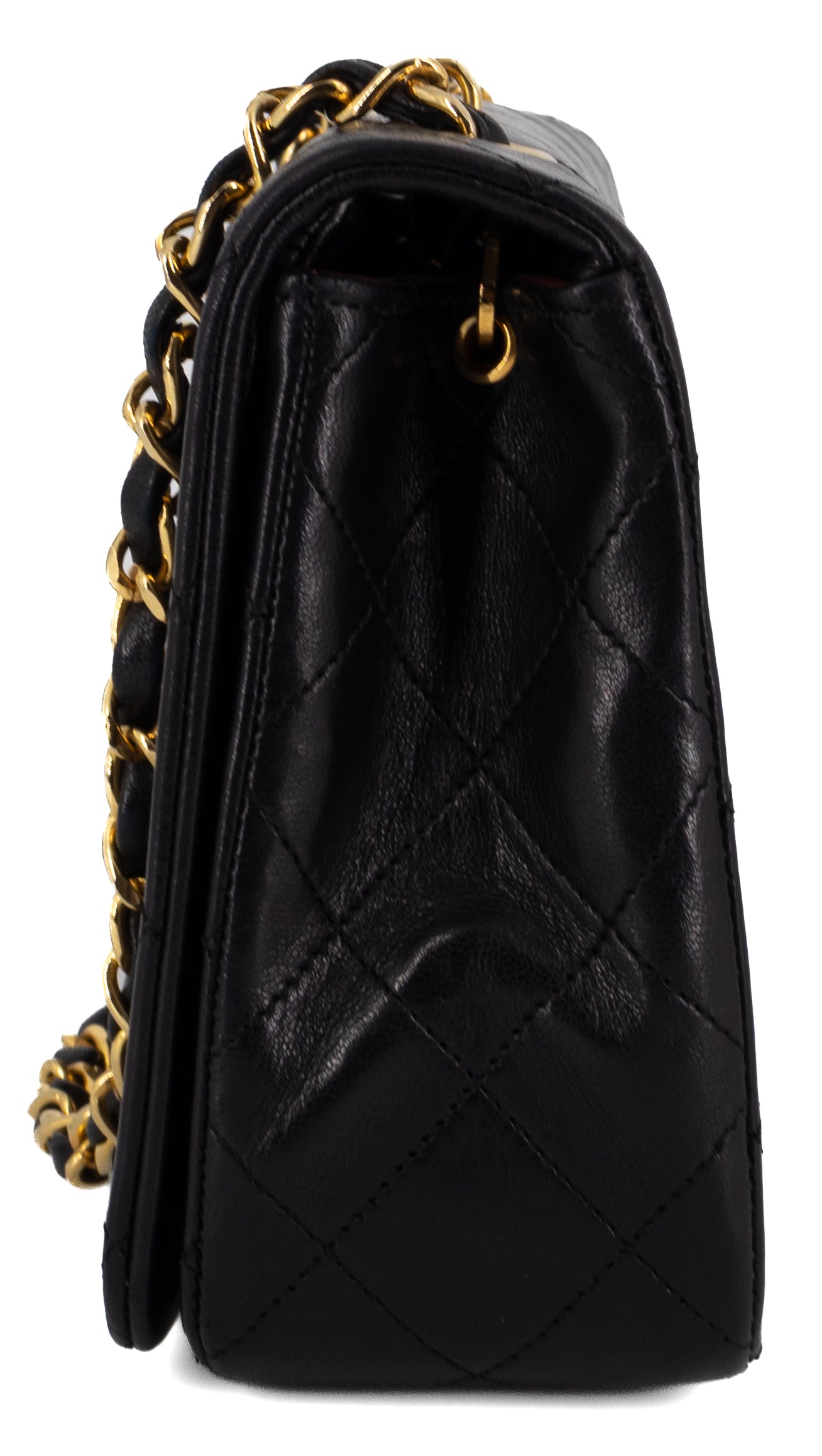 Chanel Full Flap Turn Lock Zwart Lamsleer Goud Hardware