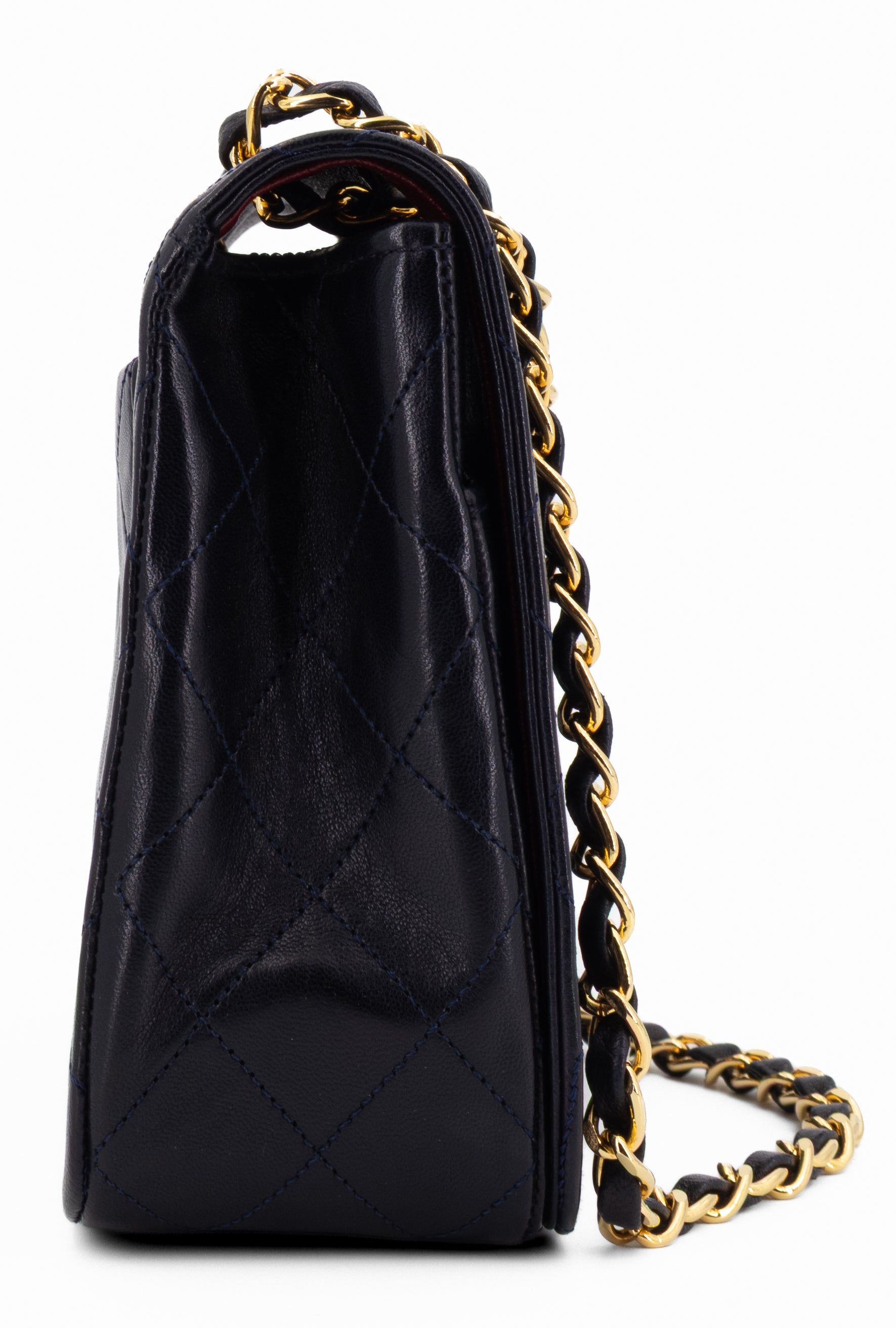 Chanel Full Flap Turn Lock Donkerblauw Navy Lamsleer Goud Hardware
