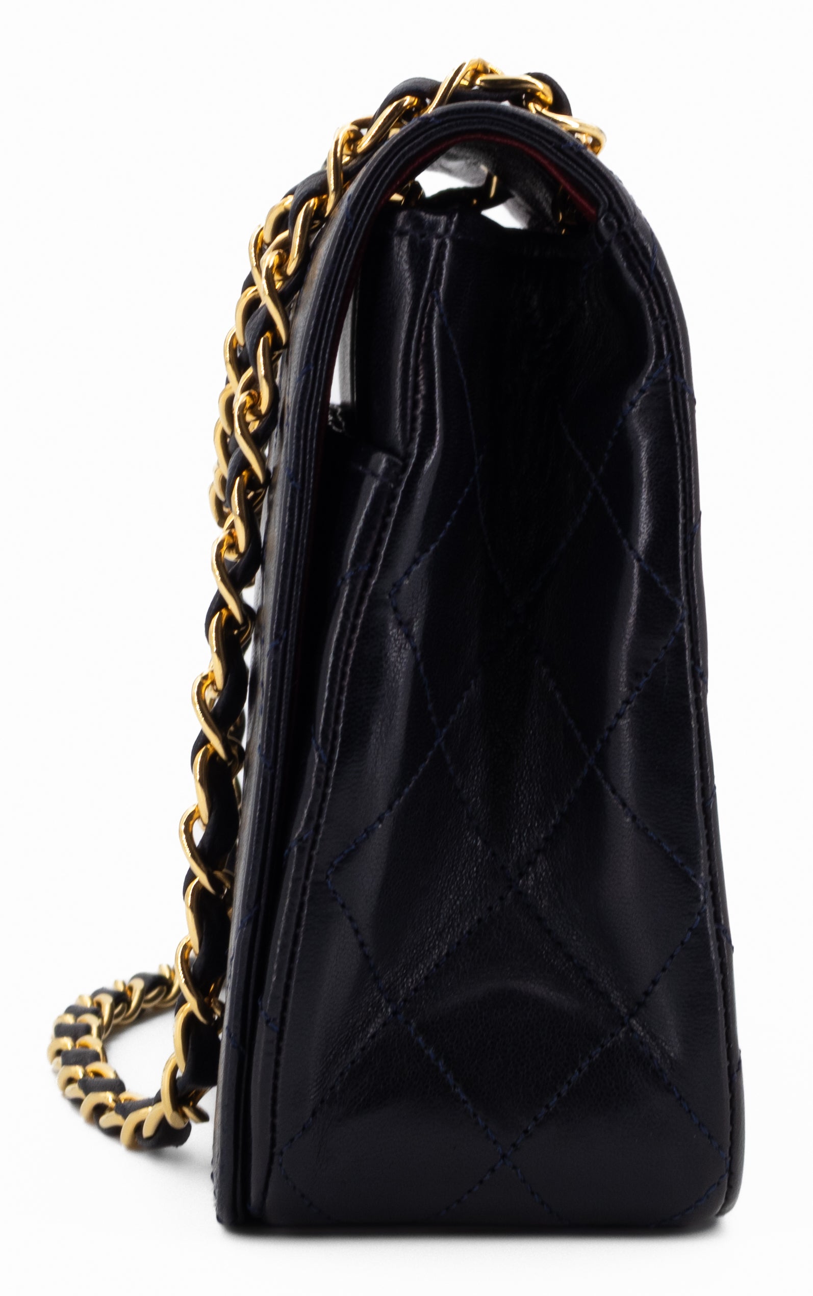 Chanel Full Flap Turn Lock Donkerblauw Navy Lamsleer Goud Hardware