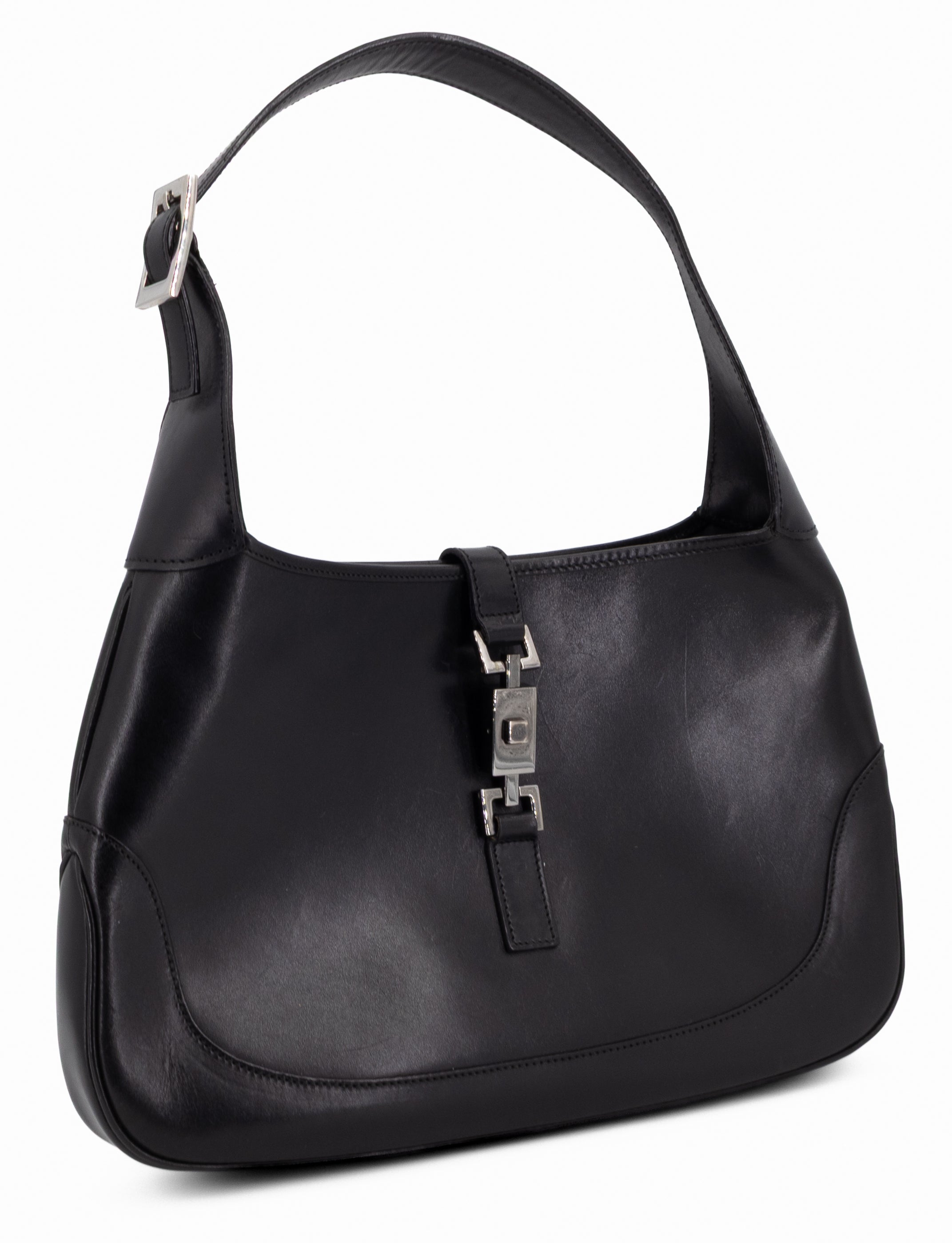 Gucci Jackie 1961 Medium Zwart Boxleer Zilver Hardware