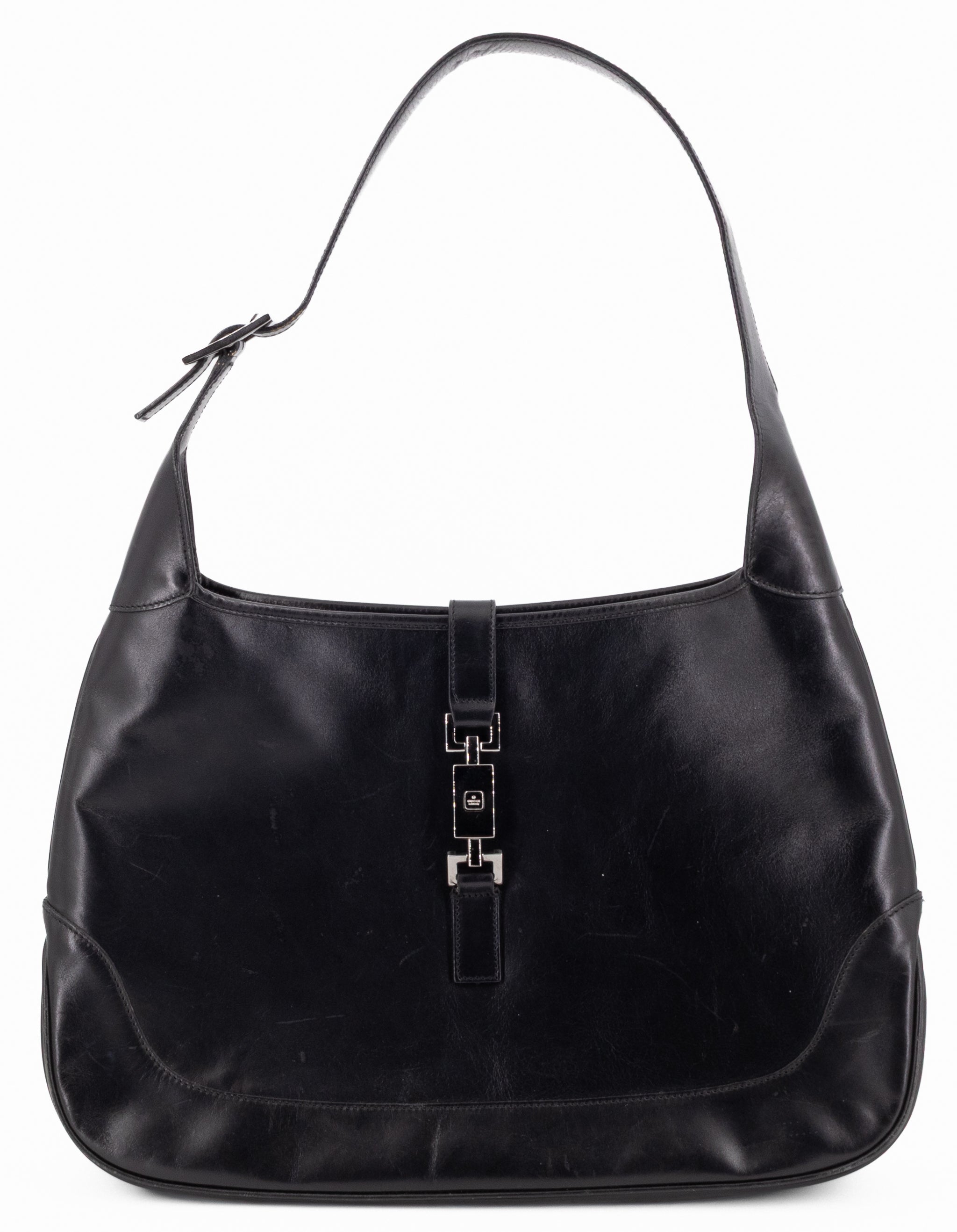 Gucci Jackie 1961 Large Zwart Boxleer Zilver Hardware