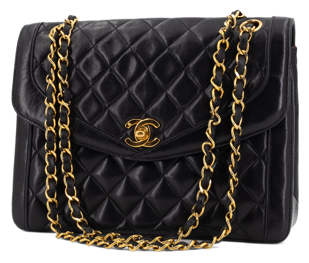 Chanel Single Flap Zwart Lamsleer Goud Hardware