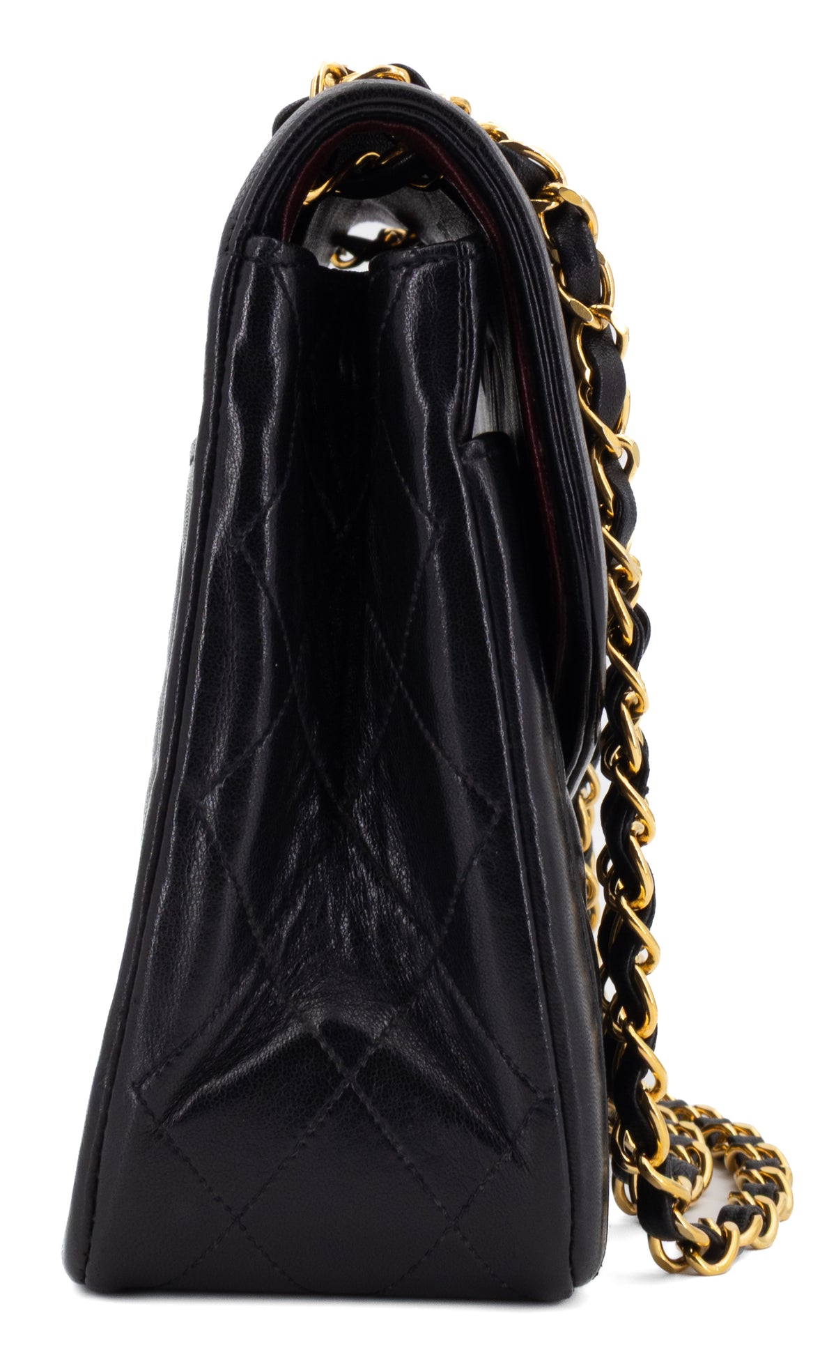 Chanel Single Flap Zwart Lamsleer Goud Hardware