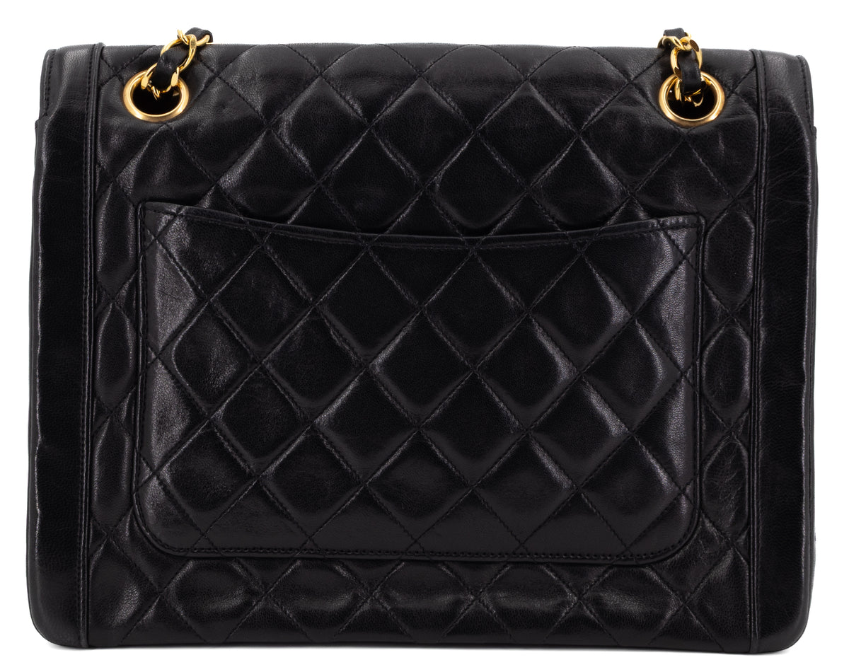 Chanel Single Flap Zwart Lamsleer Goud Hardware