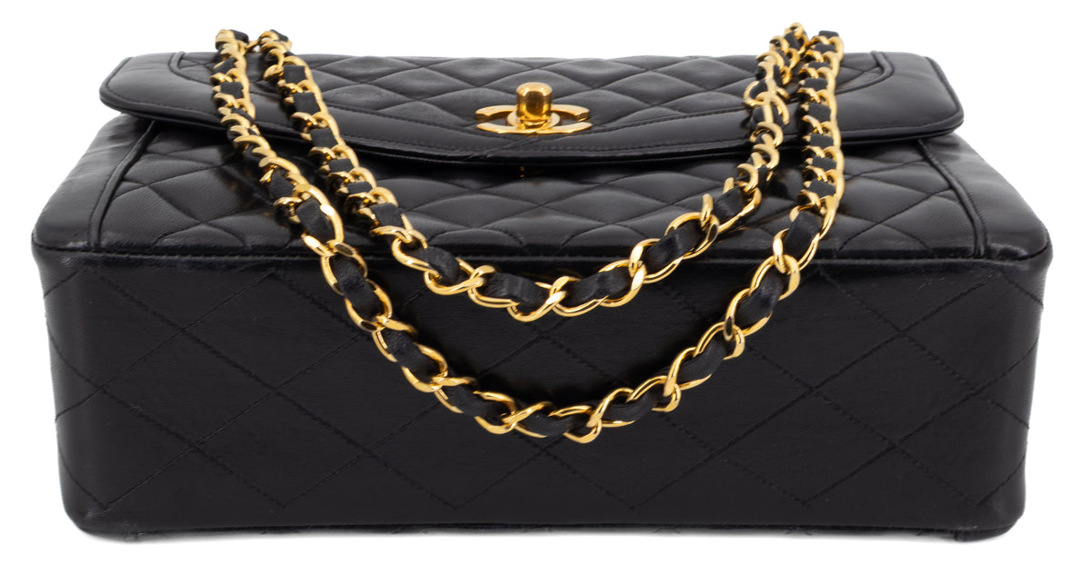 Chanel Single Flap Zwart Lamsleer Goud Hardware