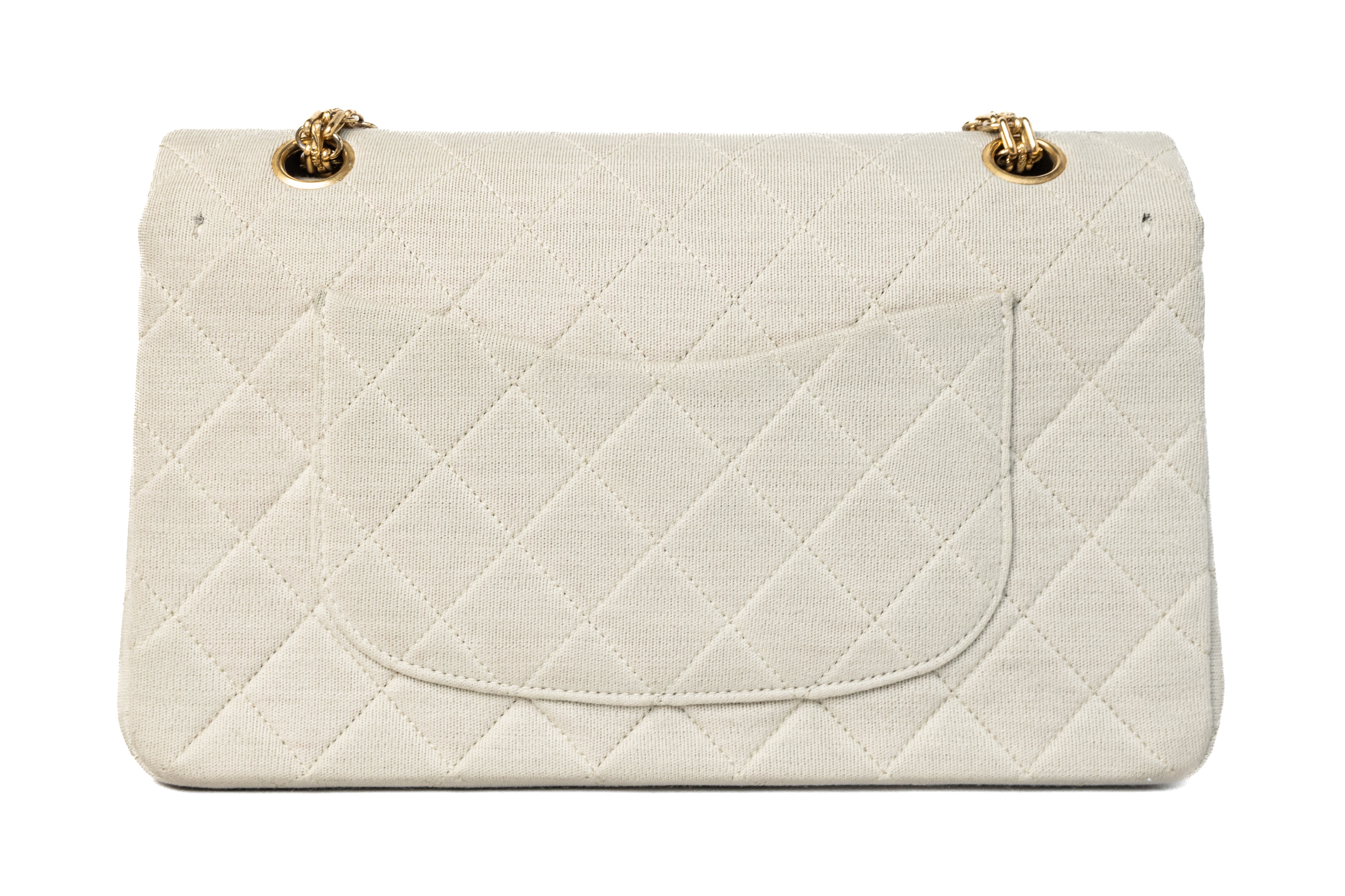 Chanel Medium Classic Double Flap Ivory Cotton