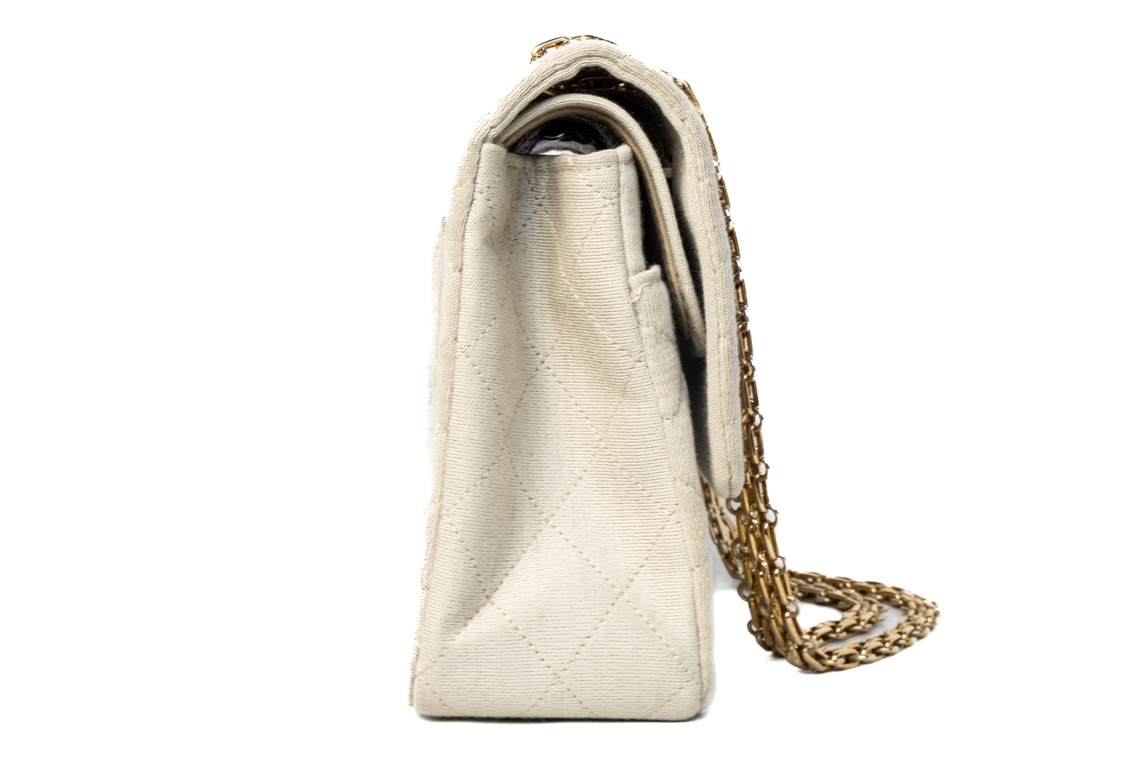 Chanel Medium Classic Double Flap Ivory Cotton