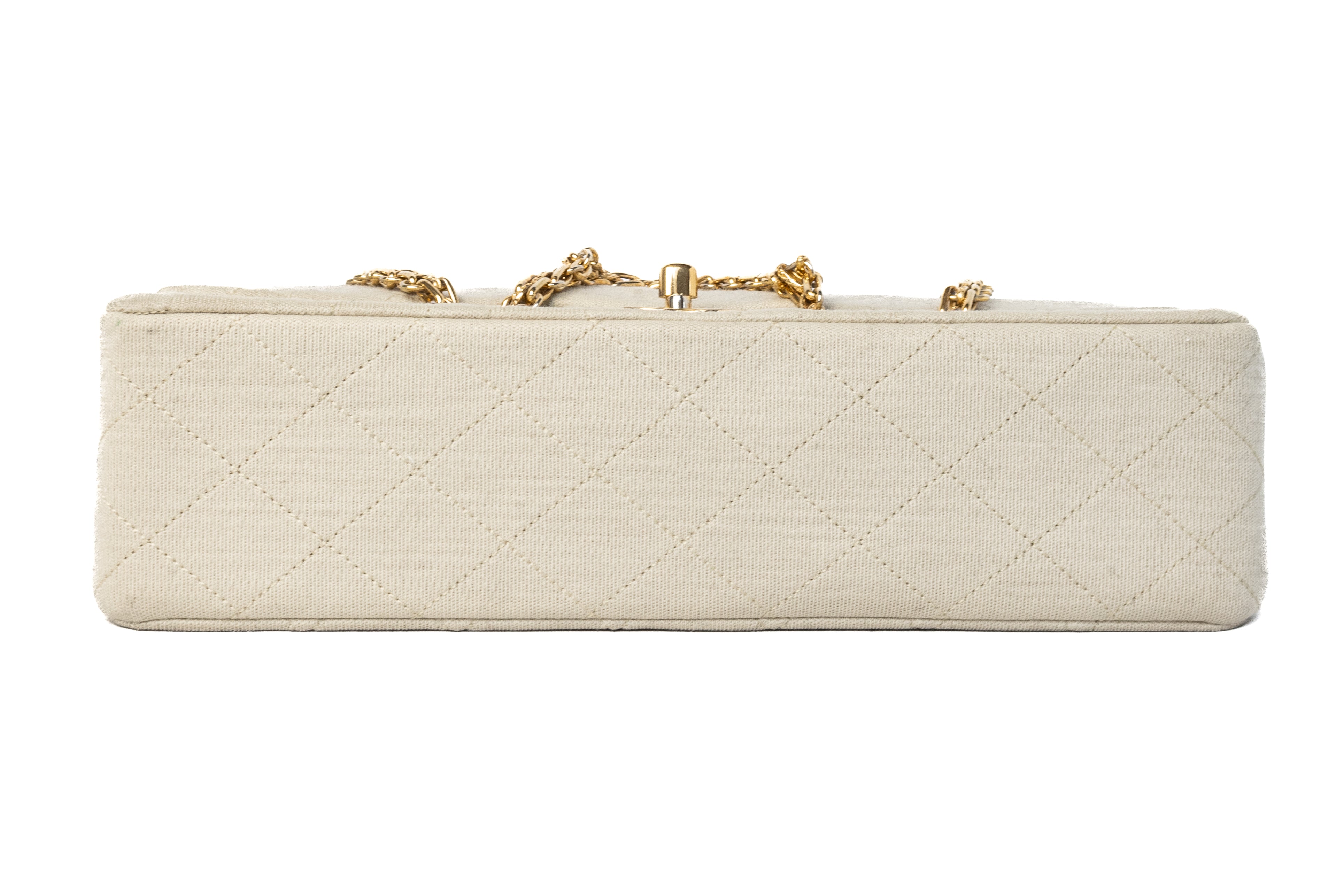 Chanel Medium Classic Double Flap Ivory Cotton