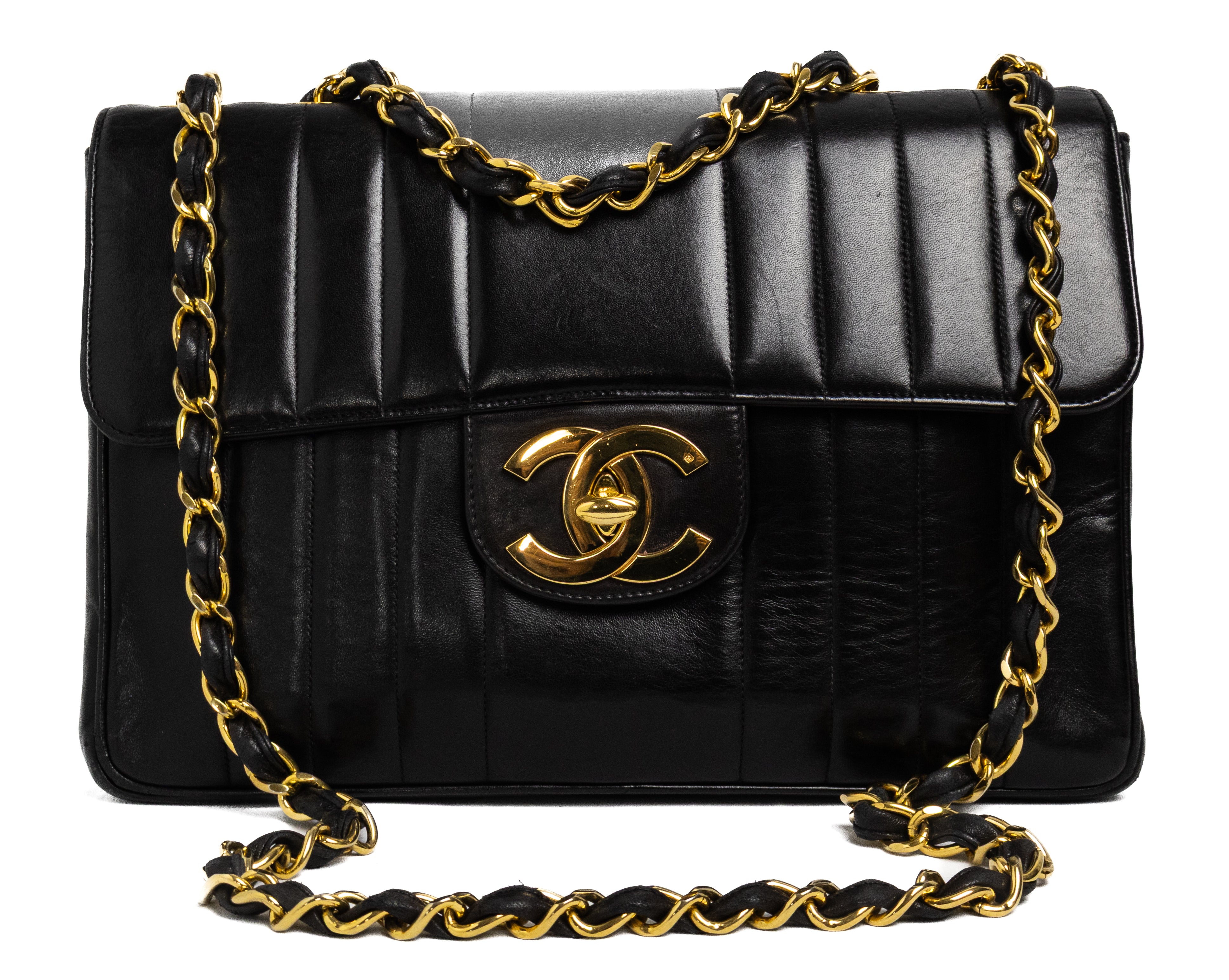 Chanel jumbo vertical lambskin gold hardware
