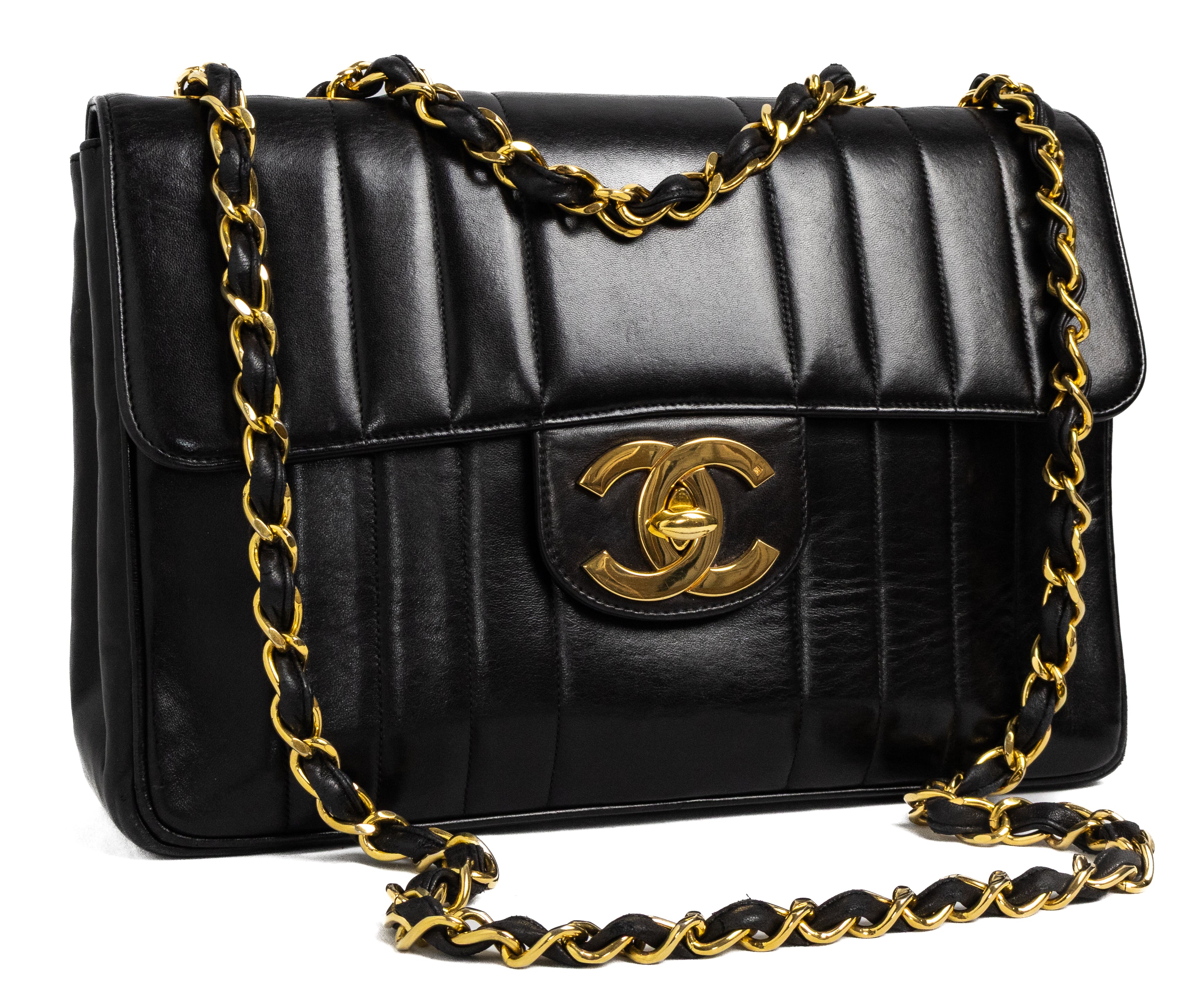 Chanel jumbo vertical lambskin gold hardware