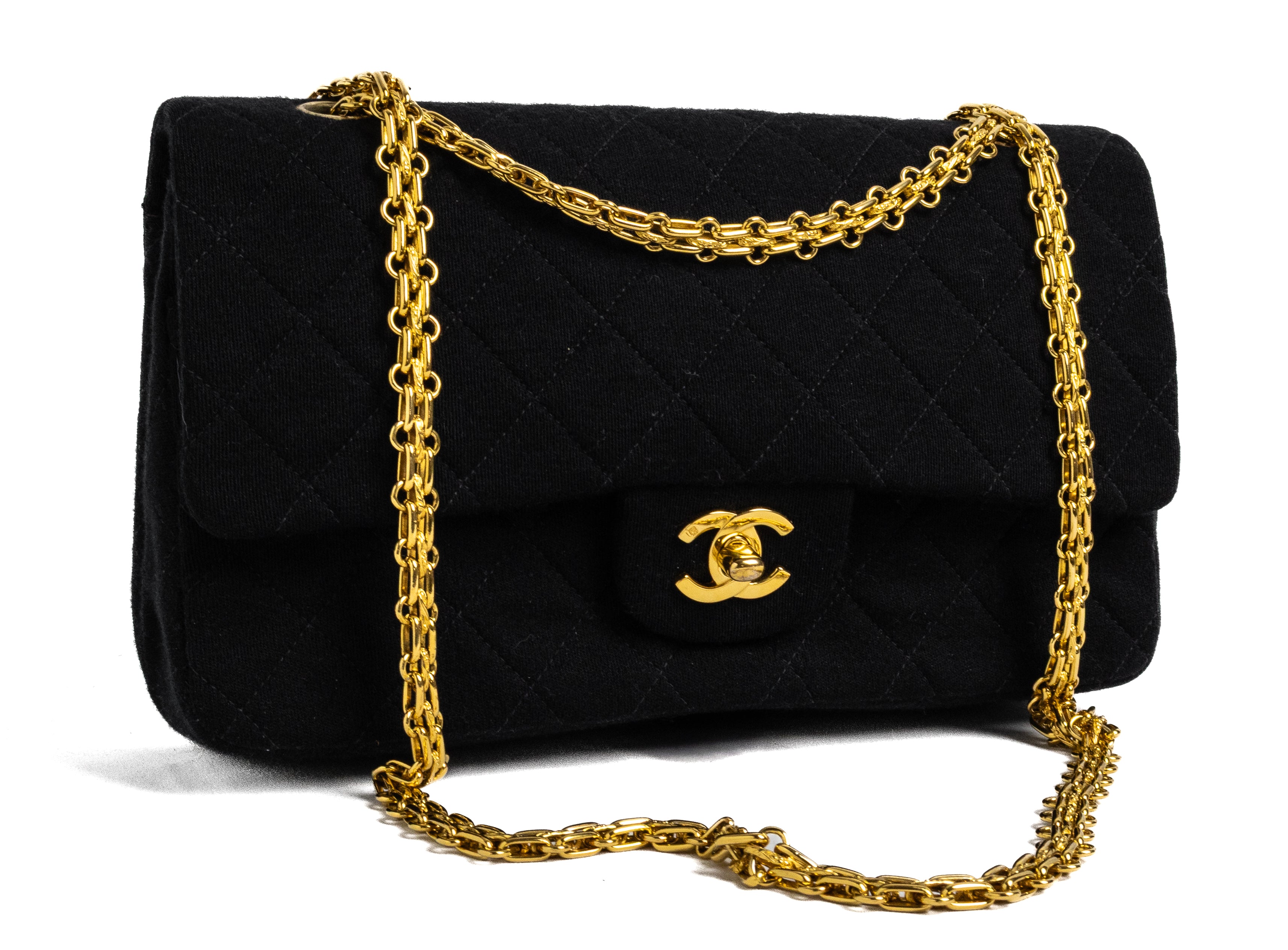 Chanel Classic Flap cotton black with 24k gold hardware