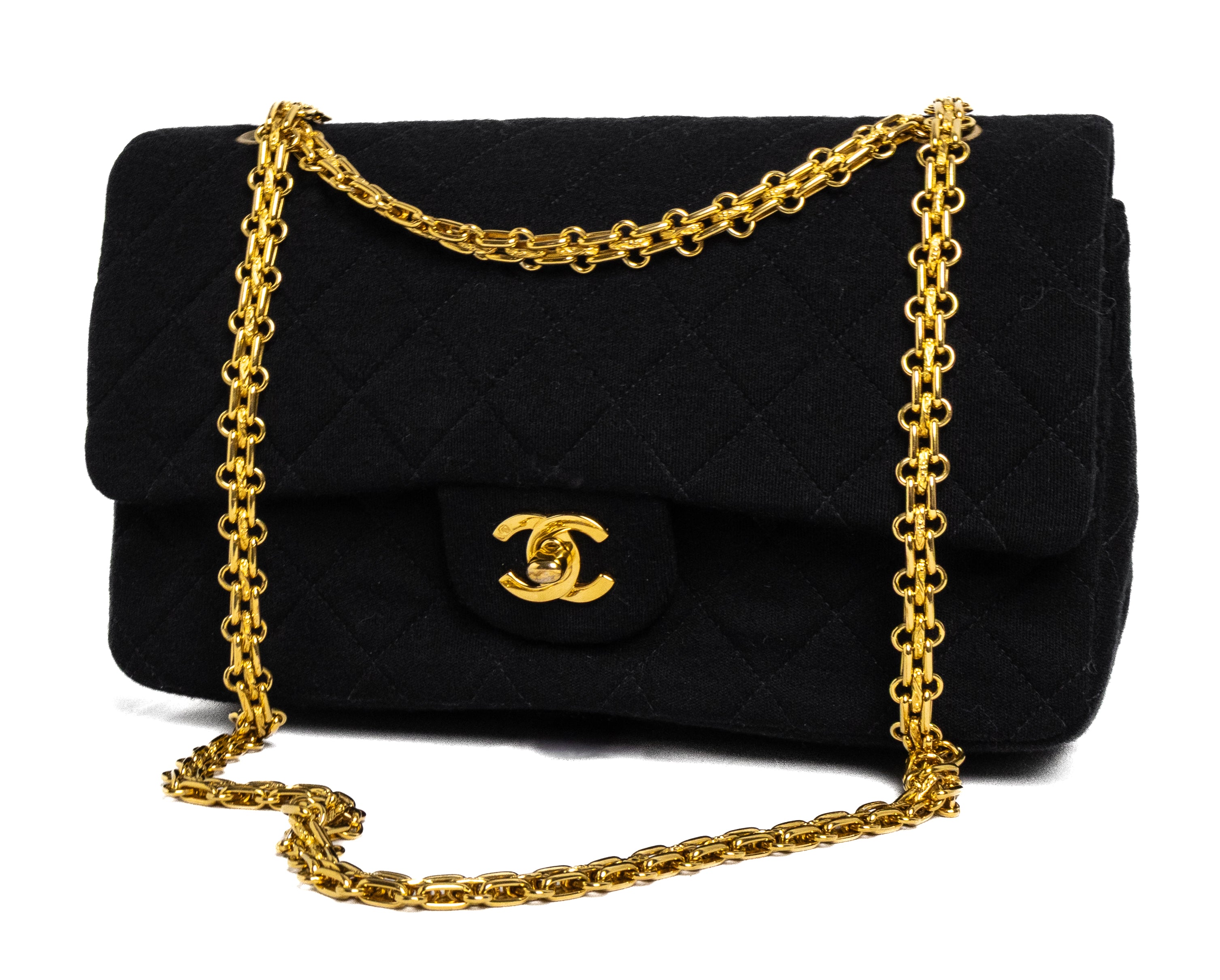 Chanel Classic Flap cotton black with 24k gold hardware